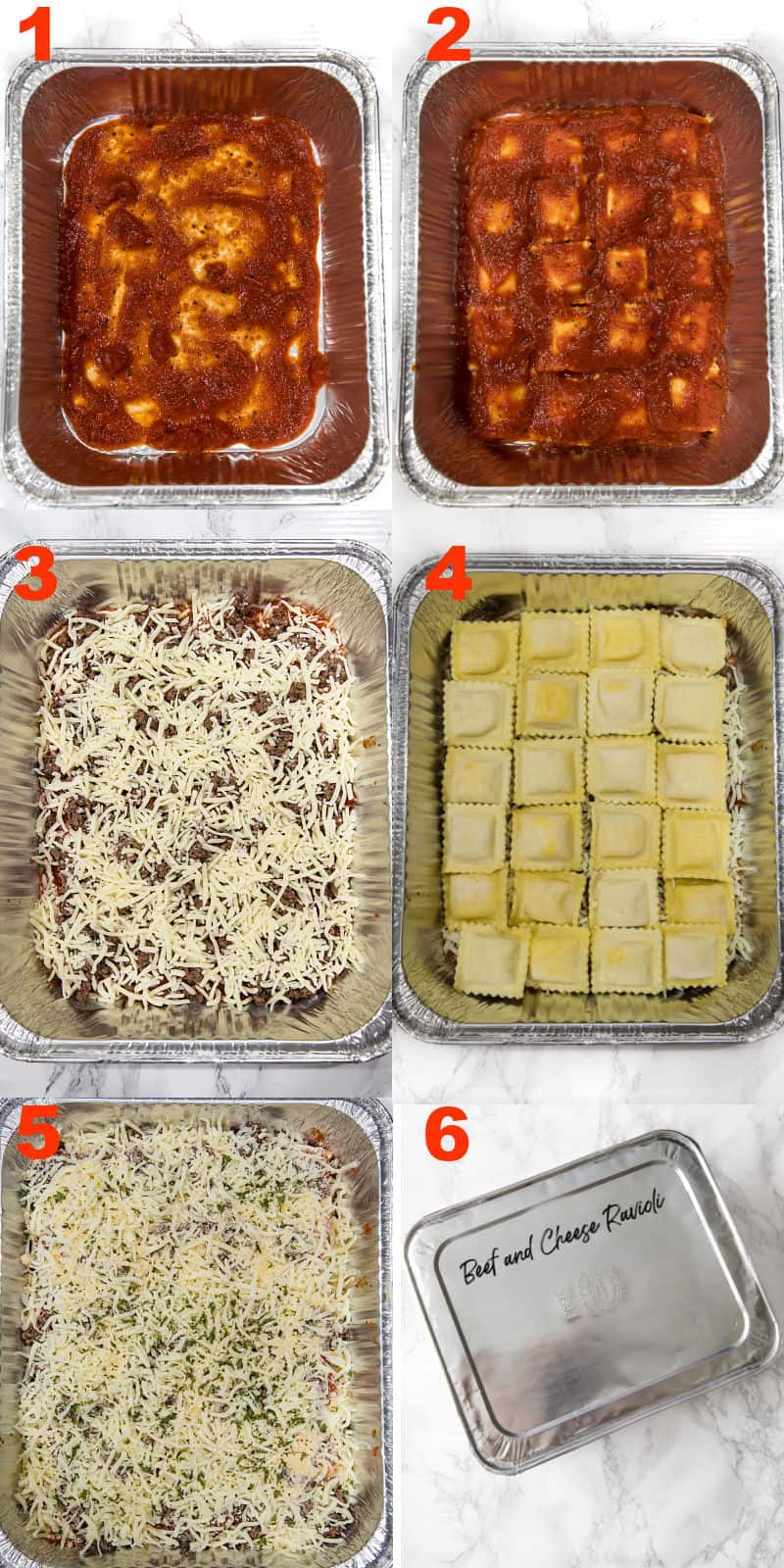 steps to make freezer ravioli in foil pan