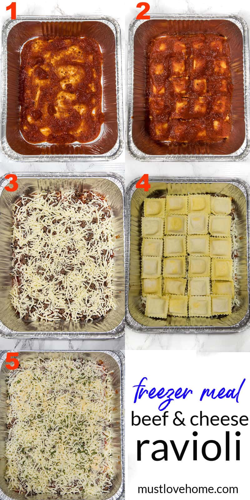 Dinner made easy with an easy freezer meal beef and cheese ravioli made with simple ingredients and a dash of spice. #mustlovehomecooking