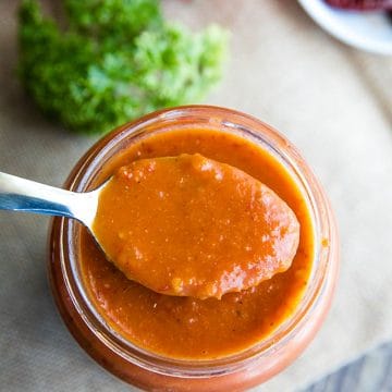 The most delicious homemade chipotle enchilada sauce! Loaded with flavor and so simple to make, you'll never want to go back to canned enchilada sauce again. #mustlovehomecookin