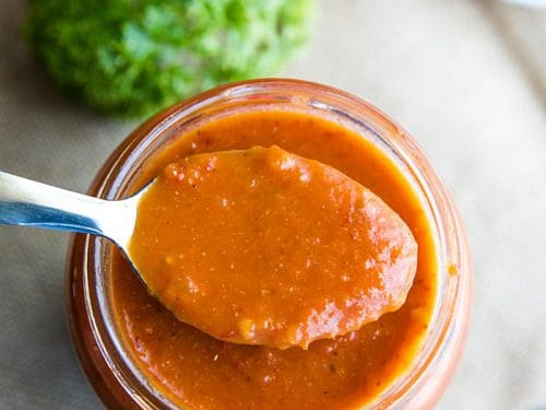 The most delicious homemade chipotle enchilada sauce! Loaded with flavor and so simple to make, you'll never want to go back to canned enchilada sauce again. #mustlovehomecookin