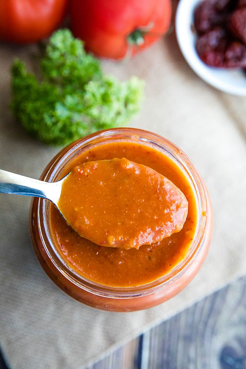 The most delicious homemade chipotle enchilada sauce! Loaded with flavor and so simple to make, you'll never want to go back to canned enchilada sauce again. #mustlovehomecookin