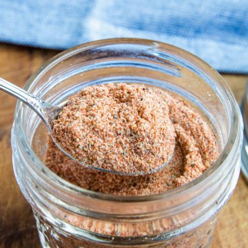 Chicken Salt Seasoning with chicken bouillon powder and pantry spices, is the ultimate seasoning salt for adding delicious umami flavor. Great on homemade french fries! #mustlovehomecooking