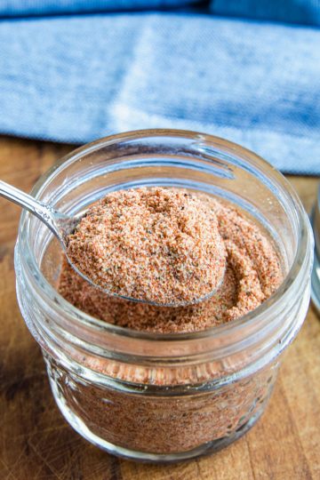 Chicken Salt Seasoning with chicken bouillon powder and pantry spices, is the ultimate seasoning salt for adding delicious umami flavor. Great on homemade french fries! #mustlovehomecooking