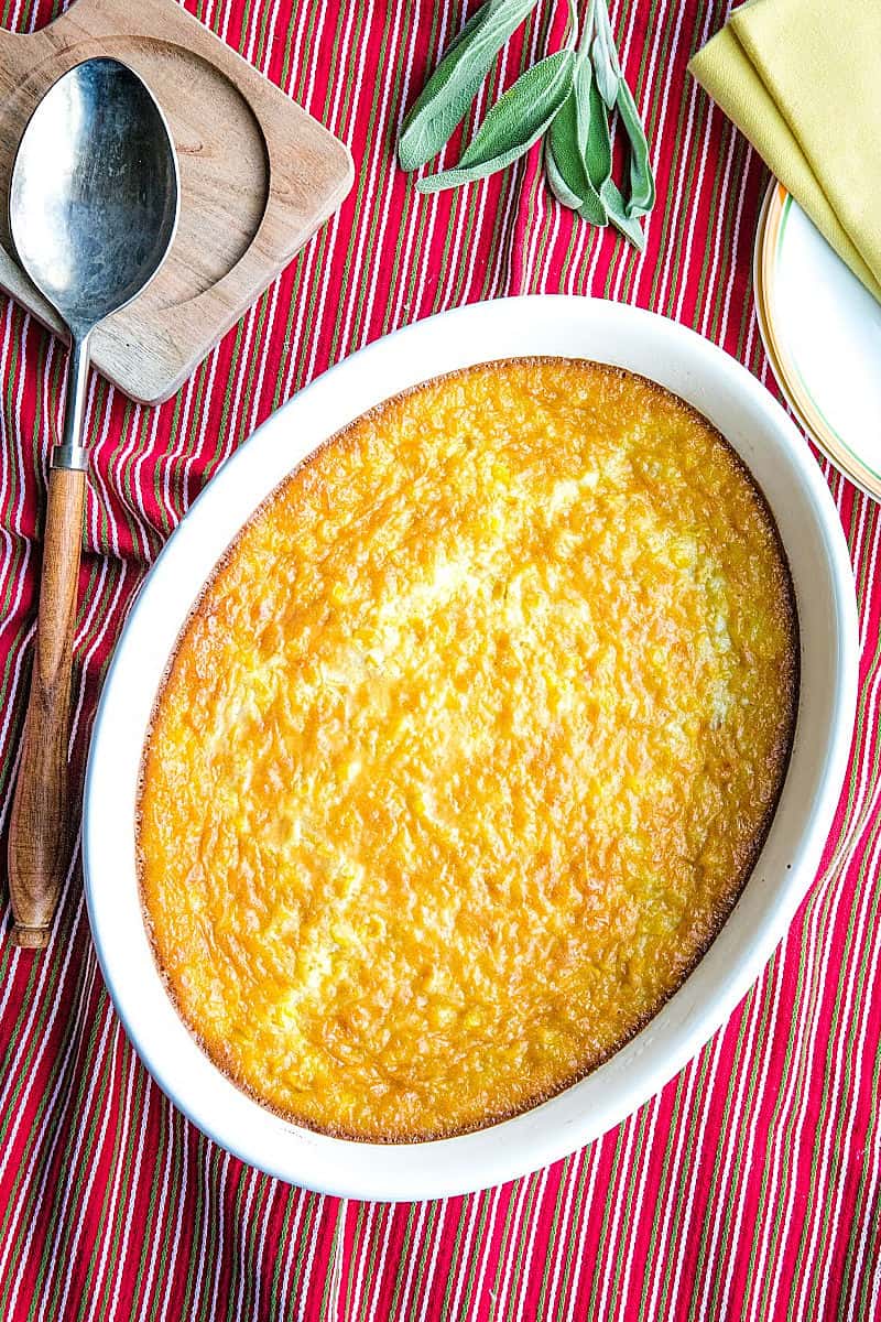 Canned corn, eggs and cream make this delicious southern comfort food so easy to prepare. #mustlovehomecooking