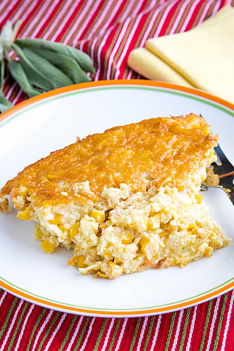 Canned corn, eggs and cream make this delicious southern comfort food so easy to prepare. #mustlovehomecooking