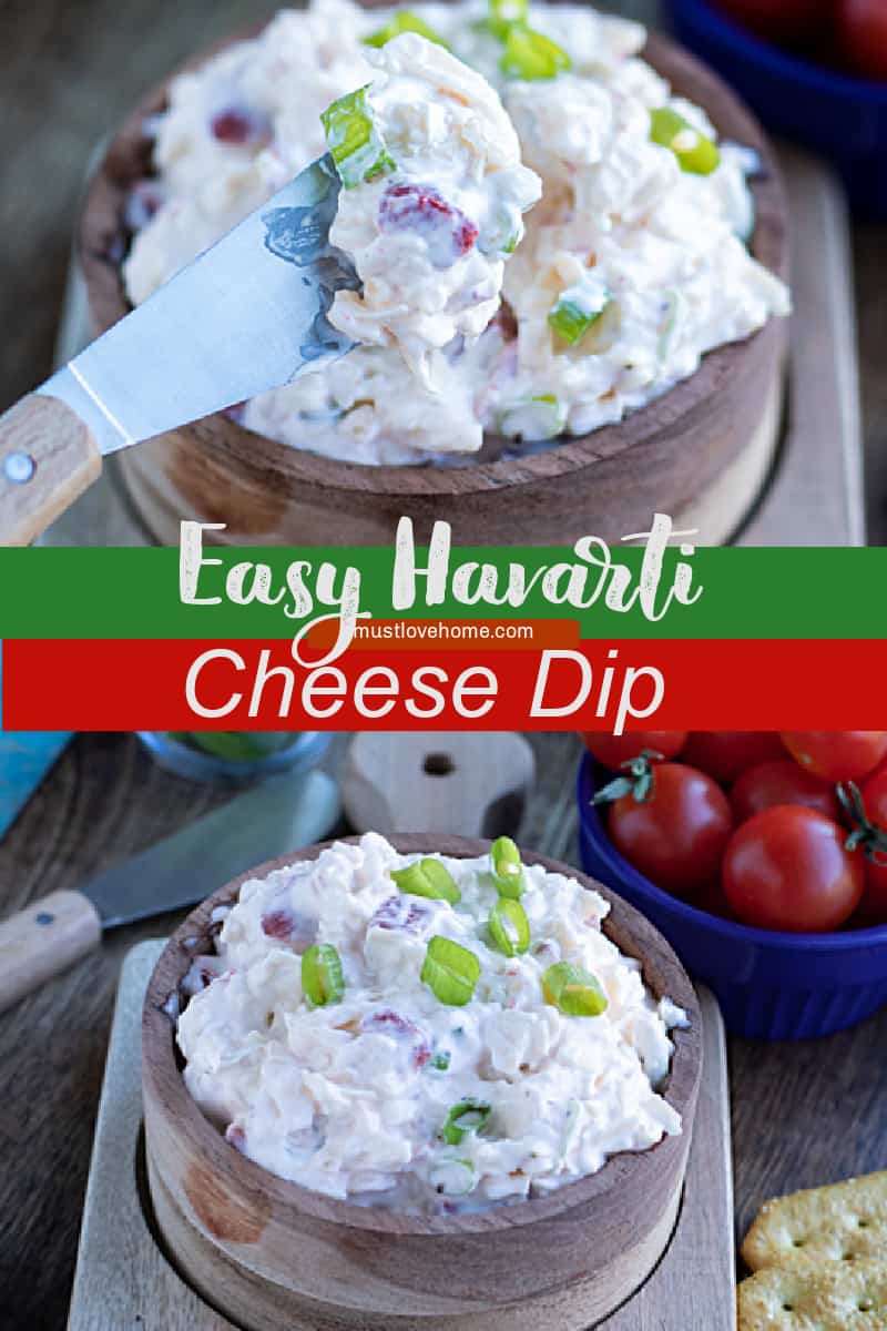 Creamy Havarti Cheese Dip is a perfect appetizer that's a cinch to make with only 5 simple ingredients. #mustlovehomecooking